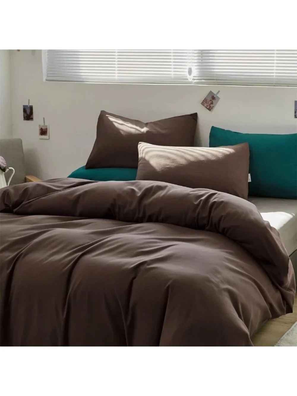 Brown California King Comforter Set - Oversized Mocha Bedding, Vintage Solid